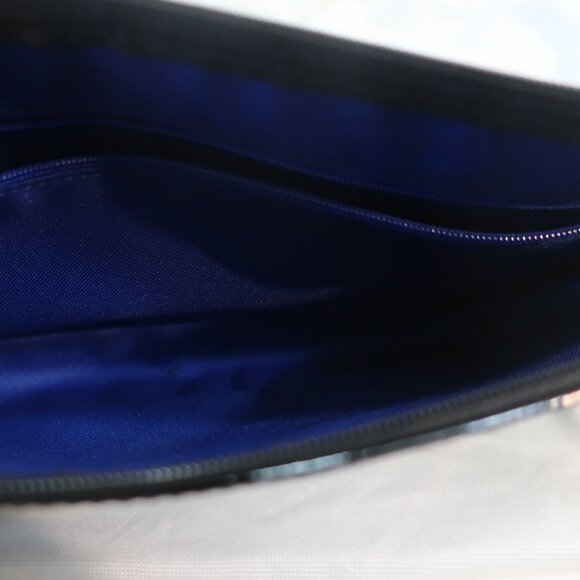 Womens Longchamp Black Patent Leather Monogram Logo Zip Clutch Handbag - Picture 9 of 13